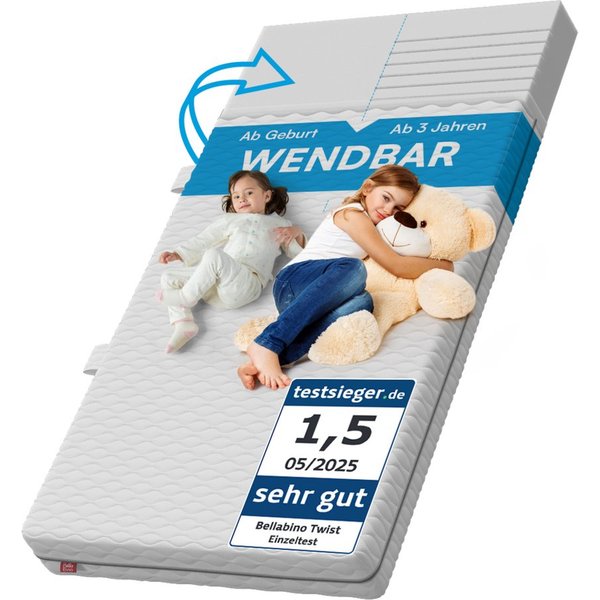 Kindermatratze Twist 15 cm, wendbare Kaltschaummatratze H1/H2, 7-Zonen, Bellabino, 15 cm hoch, (120x200 cm), abnehmbarer Bezug, Oeko-Tex zertifiziert