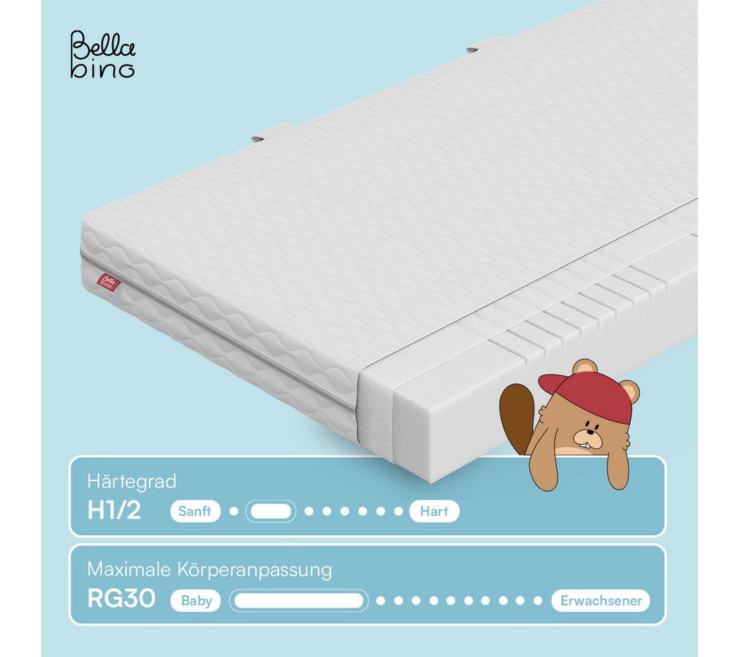 Kindermatratze Twist 15 cm, wendbare Kaltschaummatratze H1/H2, 7-Zonen, Bellabino, 15 cm hoch, (120x200 cm), abnehmbarer Bezug, Oeko-Tex zertifiziert – Bild 2 von 5
