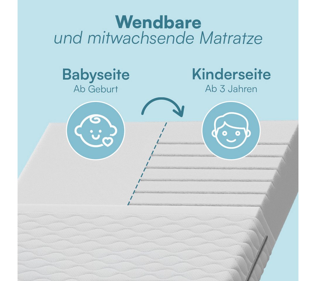 Kindermatratze Twist 15 cm, wendbare Kaltschaummatratze H1/H2, 7-Zonen, Bellabino, 15 cm hoch, (120x200 cm), abnehmbarer Bezug, Oeko-Tex zertifiziert – Bild 3 von 5