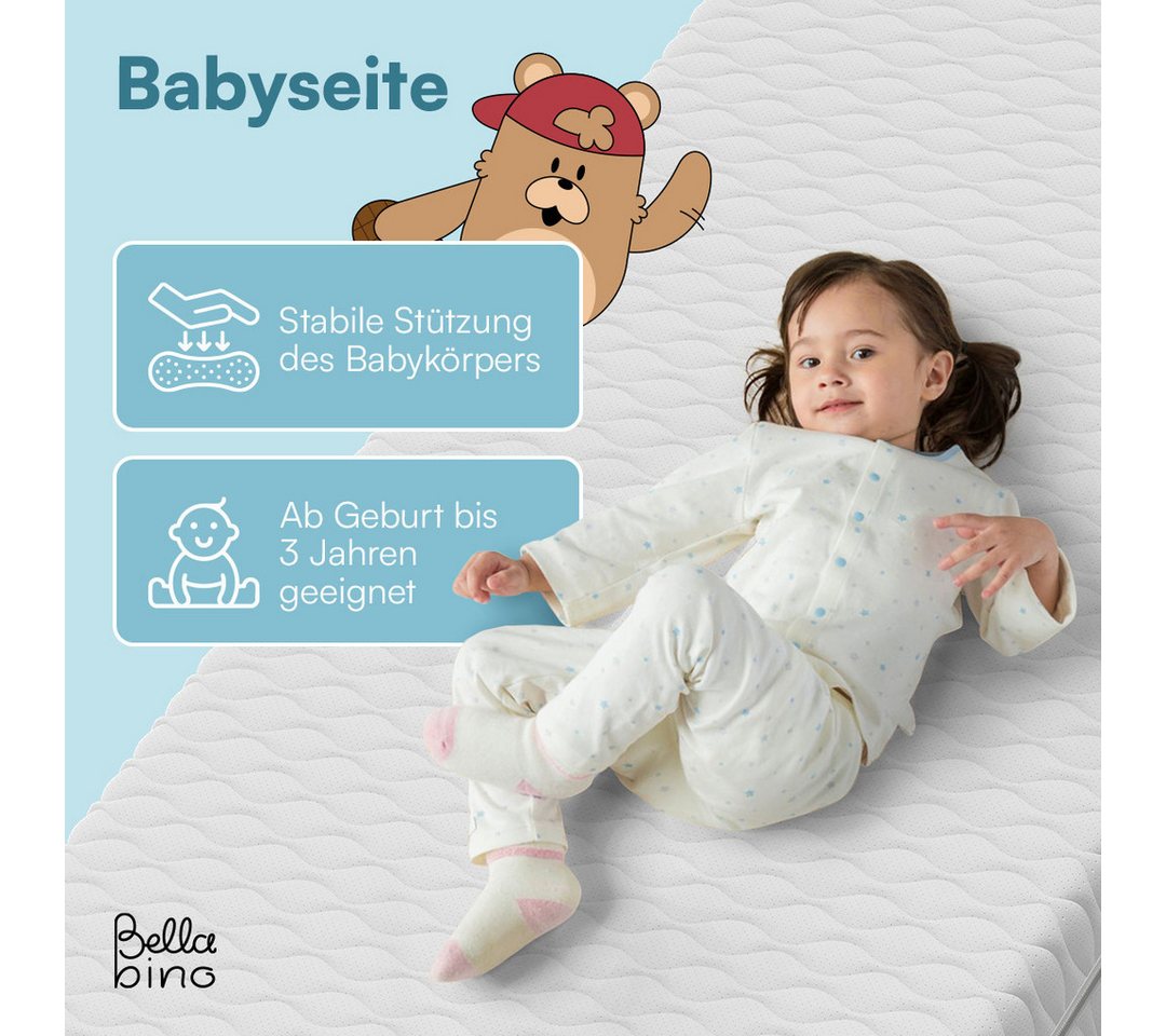 Kindermatratze Twist 15 cm, wendbare Kaltschaummatratze H1/H2, 7-Zonen, Bellabino, 15 cm hoch, (120x200 cm), abnehmbarer Bezug, Oeko-Tex zertifiziert – Bild 4 von 5