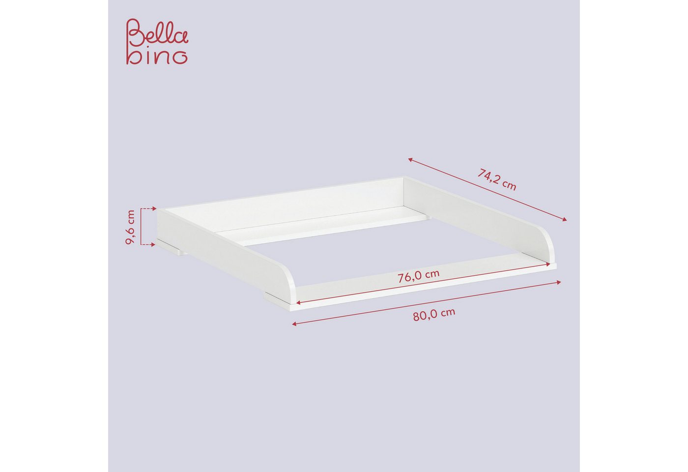 Bellabino Wickelaufsatz Oti, Wickeltischaufsatz, Aufsatz Wickeltisch in weiß, für IKEA Kommode Malm, Hemnes, Nordli – Bild 5 von 5