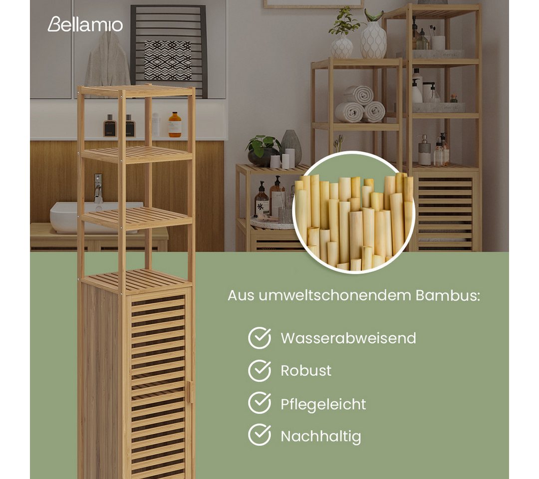 Bellamio Badmöbel-Set Newa aus Bambus, lackiert, (2er-Set, 1x Waschbeckenunterschrank, 1x Hochschrank), in verschiedenen Set-Kombinationen erhältlich – Bild 3 von 5