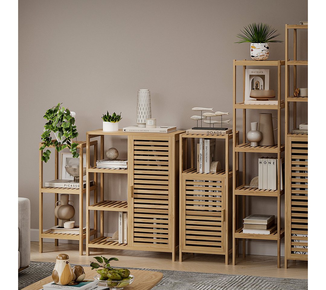 Bellamio Badregal Newa aus Bambus, Badezimmerregal mit Ablage, lackiert, 3 Ebenen, natürliches Standregal lackiert, verfügbar mit 3 oder 5 Ablageflächen – Bild 5 von 5