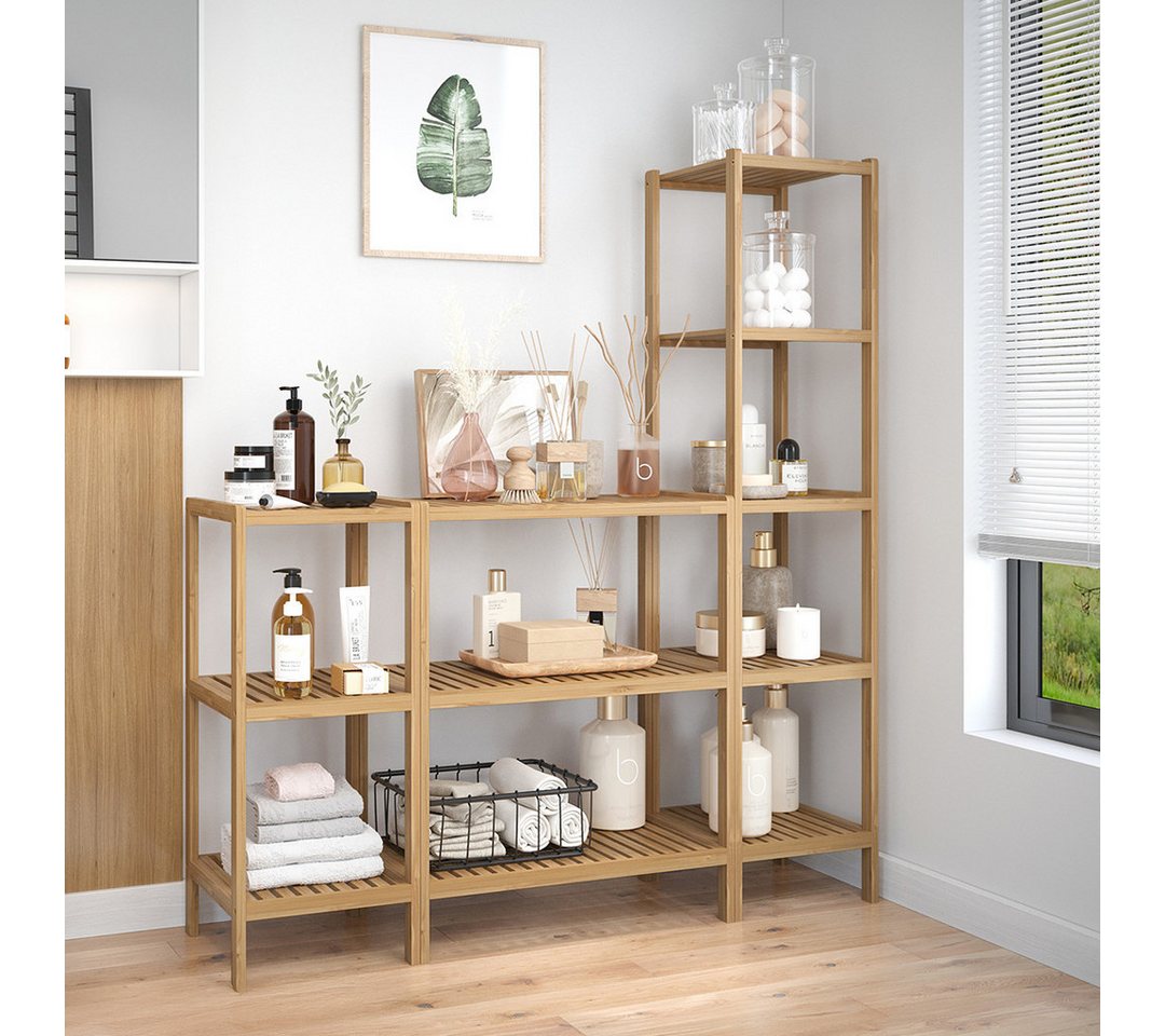 Bellamio Badregal Newa aus Bambus, Badezimmerregal mit Ablage, lackiert, 5 Ebenen, natürliches Standregal lackiert, verfügbar mit 3 oder 5 Ablageflächen – Bild 2 von 5