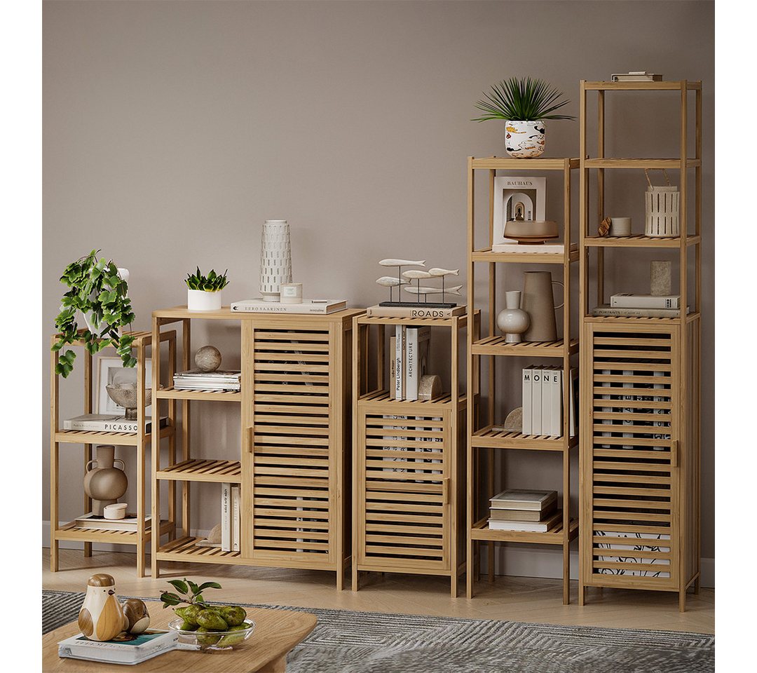 Bellamio Badregal Newa aus Bambus, Badezimmerregal mit Ablage, lackiert, 5 Ebenen, natürliches Standregal lackiert, verfügbar mit 3 oder 5 Ablageflächen – Bild 4 von 5