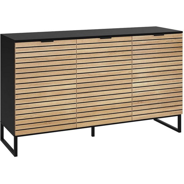 Bellamio Kommode Luvua in schwarz/Eichenoptik (mit Türen), Sideboard 135cm lang mit Holzoptik-Front