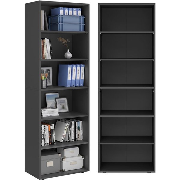 Bellamio Regal Apol Bücherregal 176 cm hoch, mit offenen Fächern & Schubladen, Standregal, Holzregal mit 6 höhenverstellbaren Fächern, 176 cm hoch