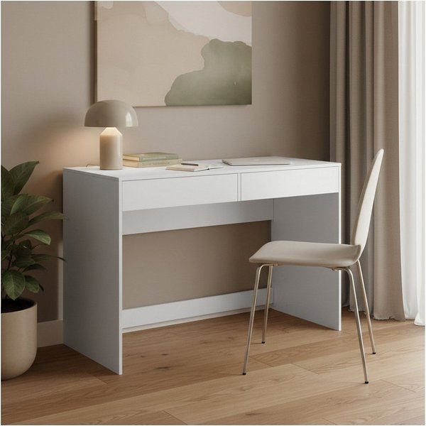 Bellamio Schreibtisch Toce mit 2 Schubladen, Bürotisch, Computertisch (weiß), Breite 110 cm x Tiefe 53 cm