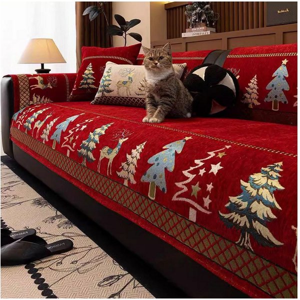 Bellaro Life Sofaschoner Weihnachts-Sofaschoner Set: Rot-Grün Muster, Hund Katze Sofaschutz