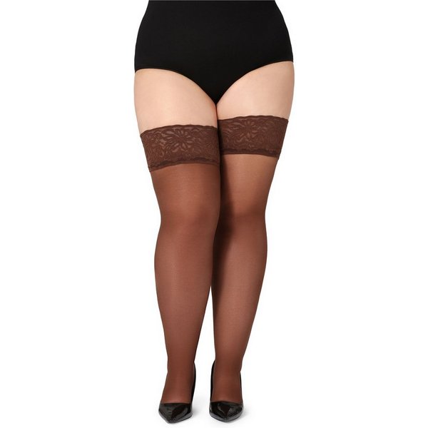 Bellivalini Halterlose Strümpfe Damen mit Spitze Plus Size 40 DEN BLV-1127