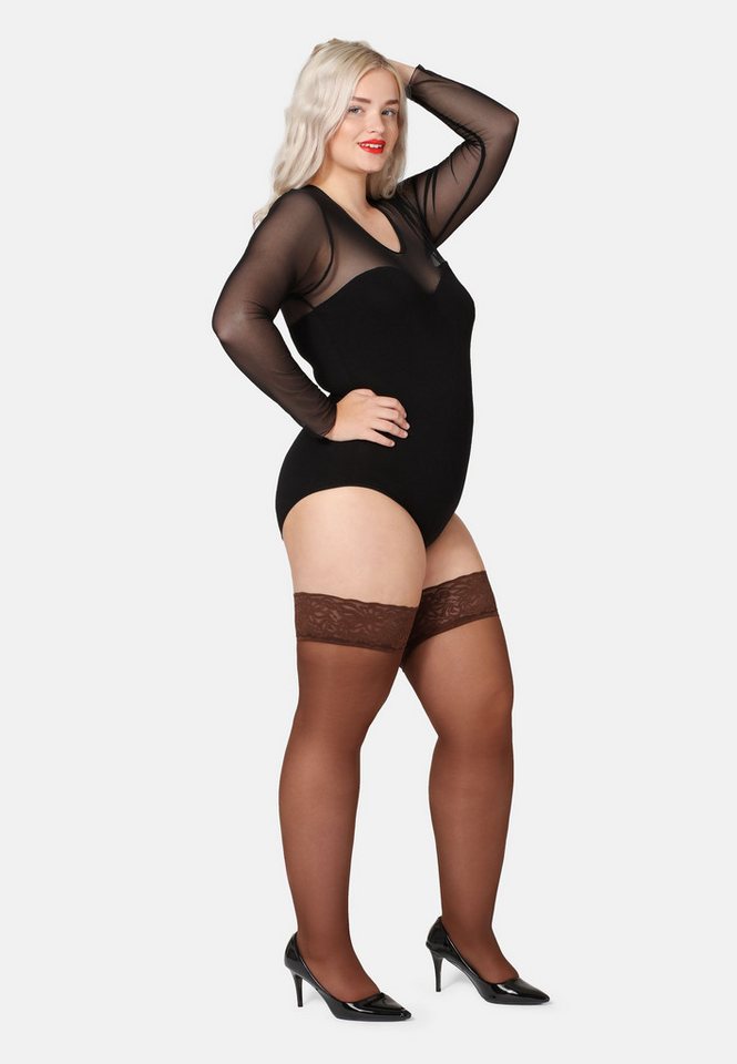 Bellivalini Halterlose Strümpfe Damen mit Spitze Plus Size 40 DEN BLV-1127 – Bild 4 von 5
