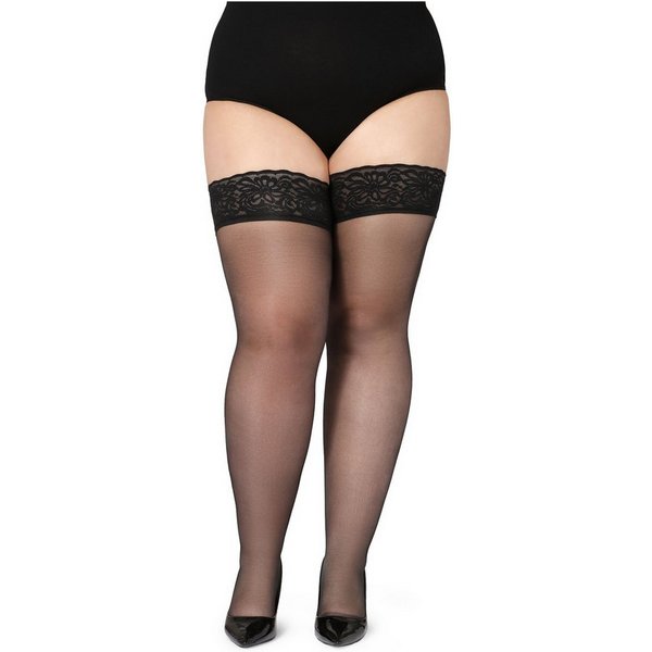 Bellivalini Halterlose Strümpfe Damen mit Spitze Plus Size 20 DEN BLV-1126