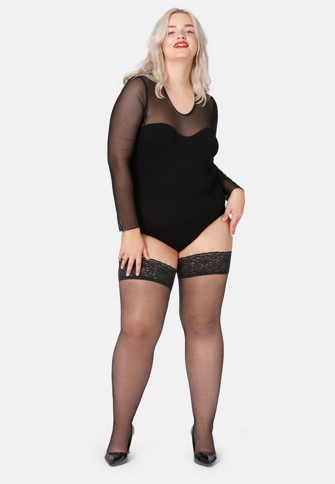 Bellivalini Halterlose Strümpfe Damen mit Spitze Plus Size 20 DEN BLV-1126 – Bild 4 von 5