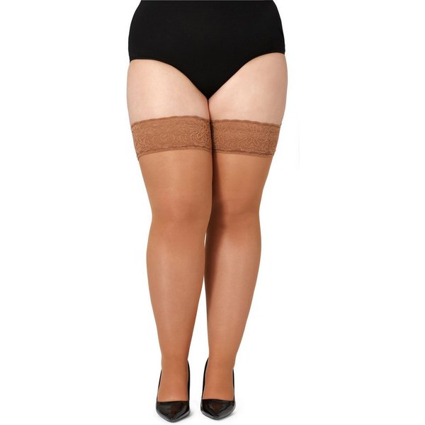 Bellivalini Halterlose Strümpfe Damen mit Spitze Plus Size 40 DEN BLV-1127
