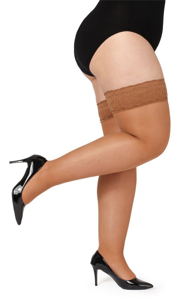 Bellivalini Halterlose Strümpfe Damen mit Spitze Plus Size 40 DEN BLV-1127 – Bild 2 von 5