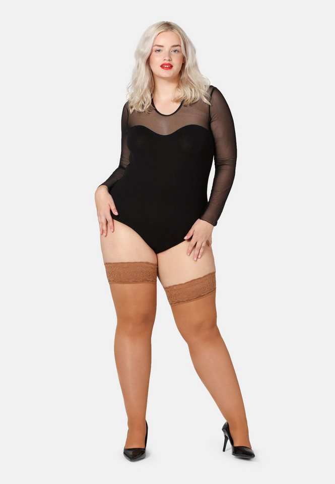 Bellivalini Halterlose Strümpfe Damen mit Spitze Plus Size 40 DEN BLV-1127 – Bild 4 von 5