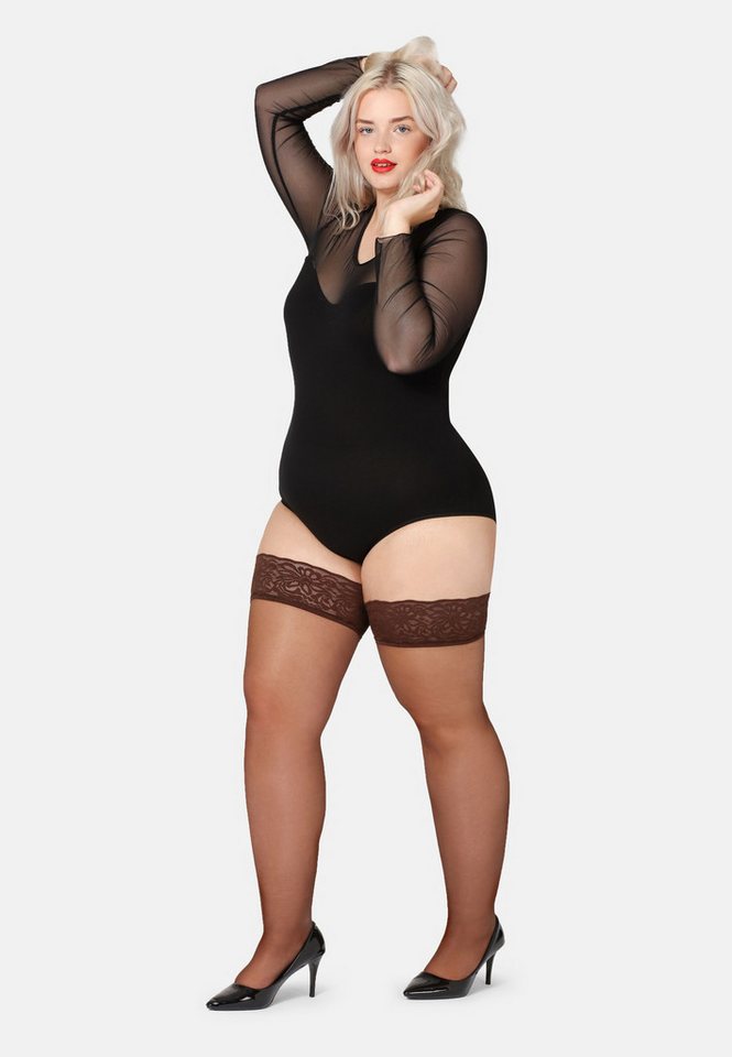 Bellivalini Halterlose Strümpfe Damen mit Spitze Plus Size 20 DEN BLV-1126 – Bild 4 von 5