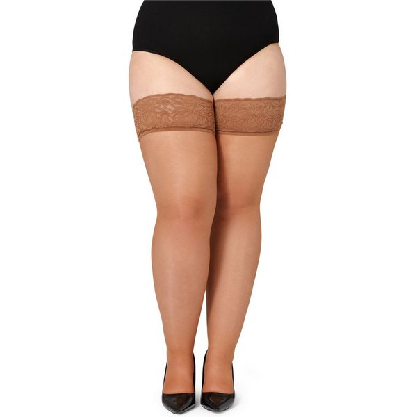 Bellivalini Halterlose Strümpfe Damen mit Spitze Plus Size 20 DEN BLV-1126
