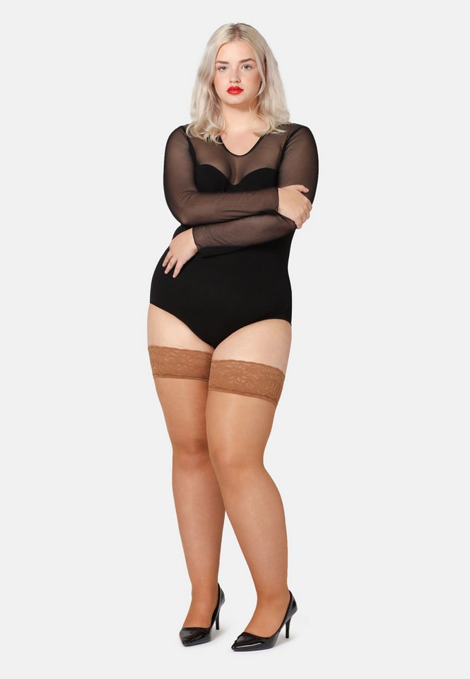 Bellivalini Halterlose Strümpfe Damen mit Spitze Plus Size 20 DEN BLV-1126 – Bild 4 von 5