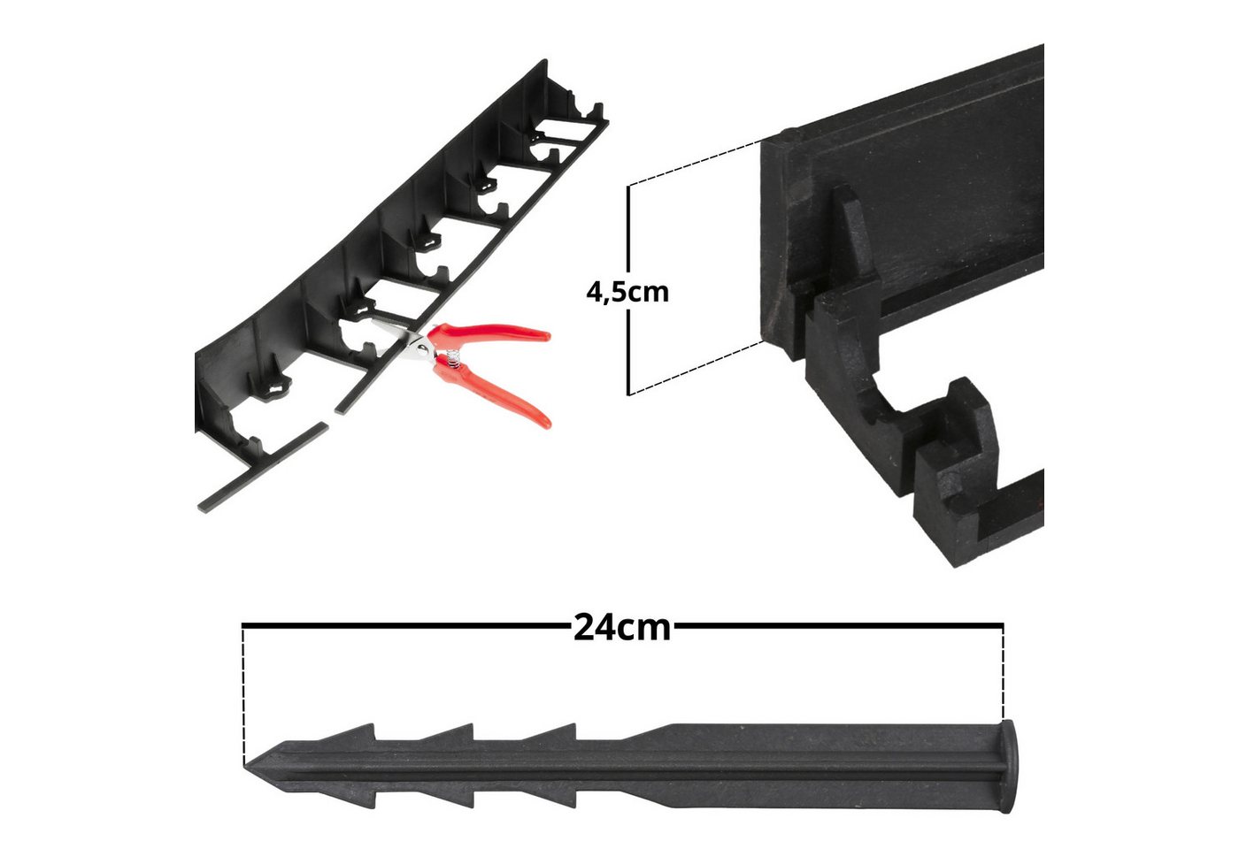 Bellushortus Rasenkante Schwarze, stabile Rasenkante für den Garten, 4,5 cm + Anker GRATIS – Bild 4 von 5