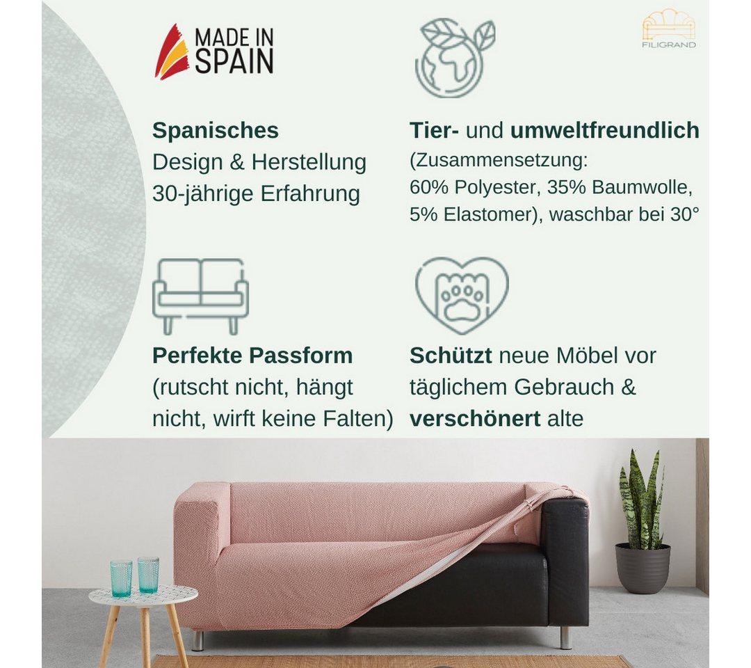 Belmarti Stuhlhusse Hockerbezug, spanische Handarbeit, elastisches Material, hochwertiger und langlebiger Baumwollmix – Bild 4 von 5