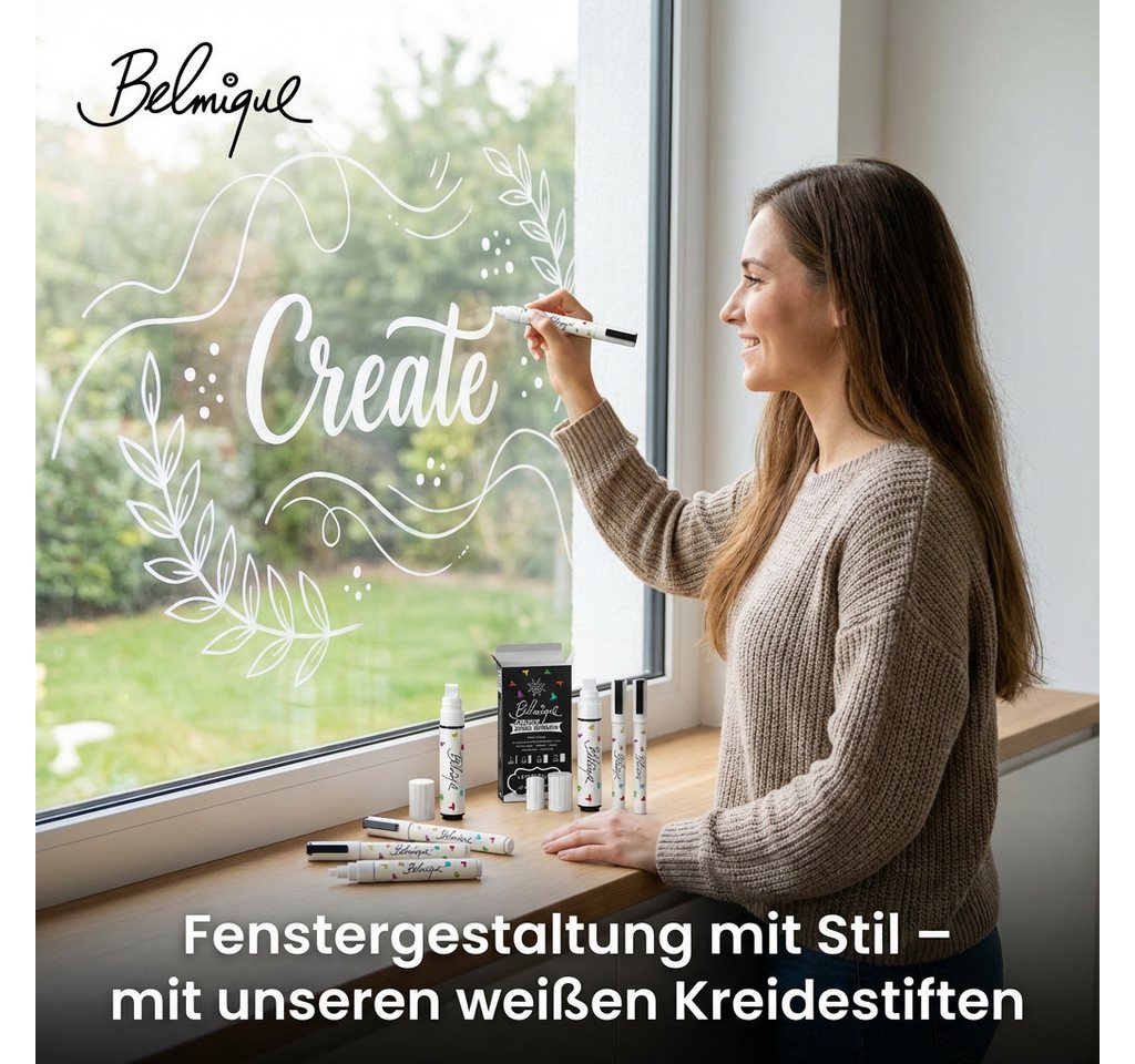 Belmique Malkreide Kreidemarker, (4-tlg), Ideal für glatte Tafel, Fenster, Blackboard, Tafelfolie – Bild 4 von 5
