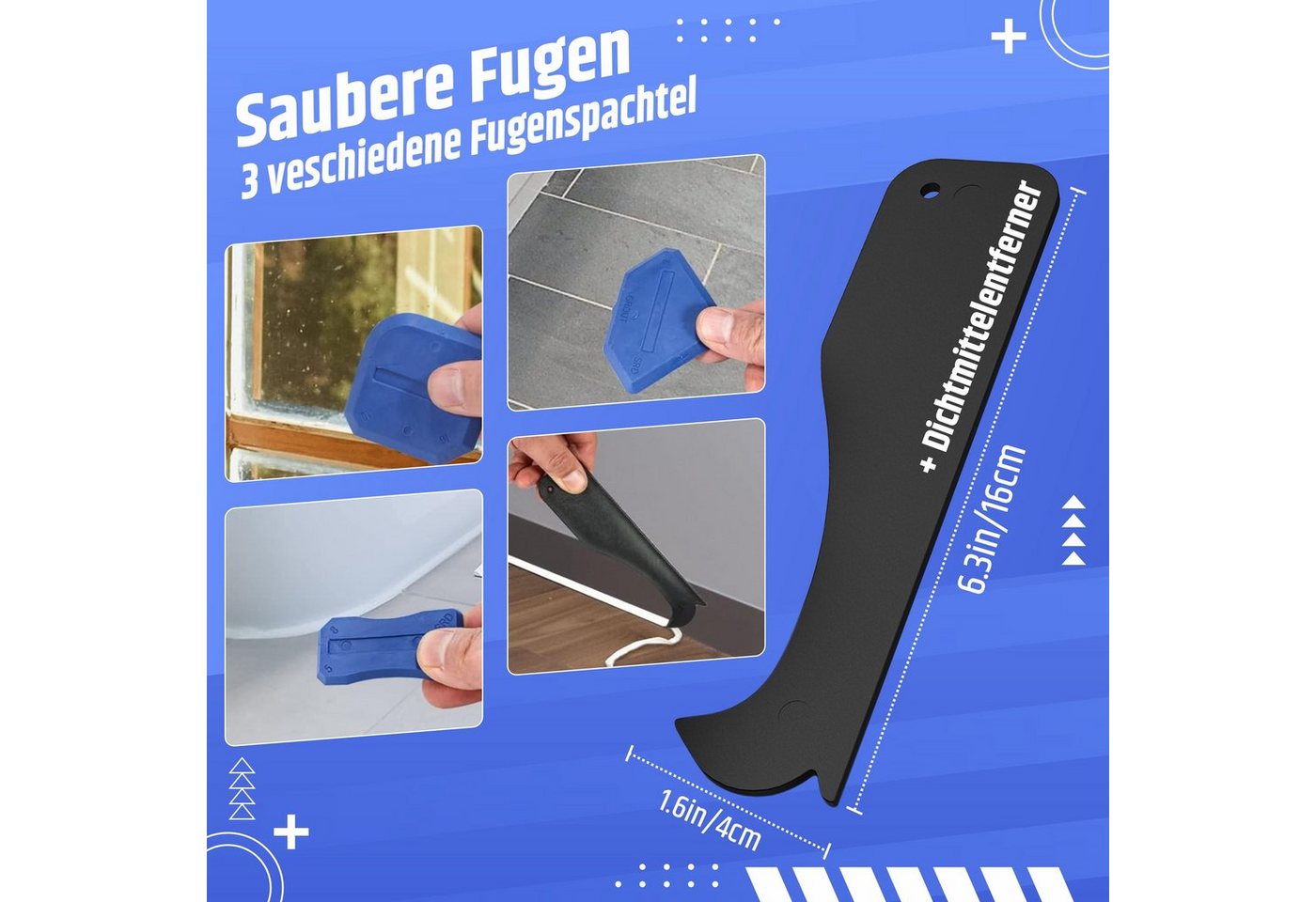 Belmique Multitool 15er Set Silikonentferner - Fugenentfernung und Erneuerung, (15 St) – Bild 3 von 5