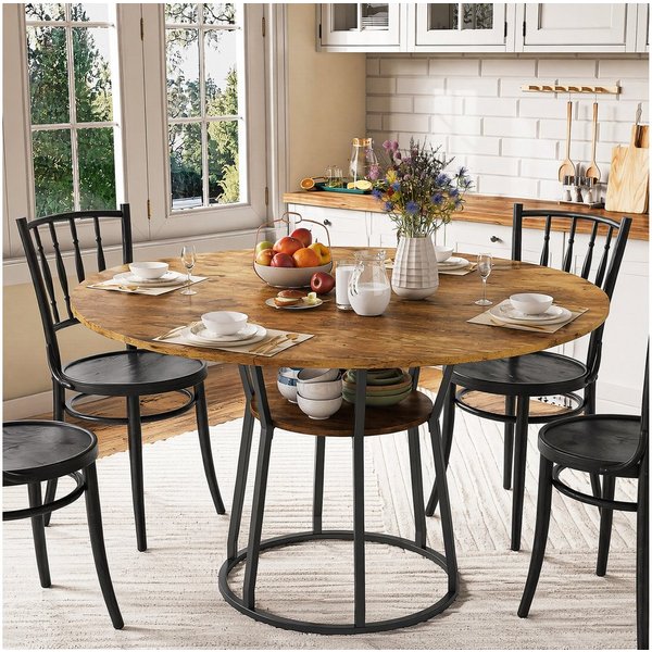 BELUPAI Esstisch Runder Esstisch, Küchentisch,Esszimmertisch (Set, 1-St., 120x75 cm, 1 Tisch,4-6 Personen), Metallgestell,Braun