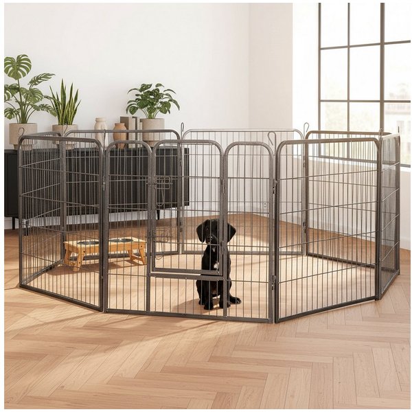 belviona Freigehege robust, Metallgehege für Welpen, Hunde & Kleintiere, 80x80 cm, Freilaufgehege wetterfest für drinnen & draußen