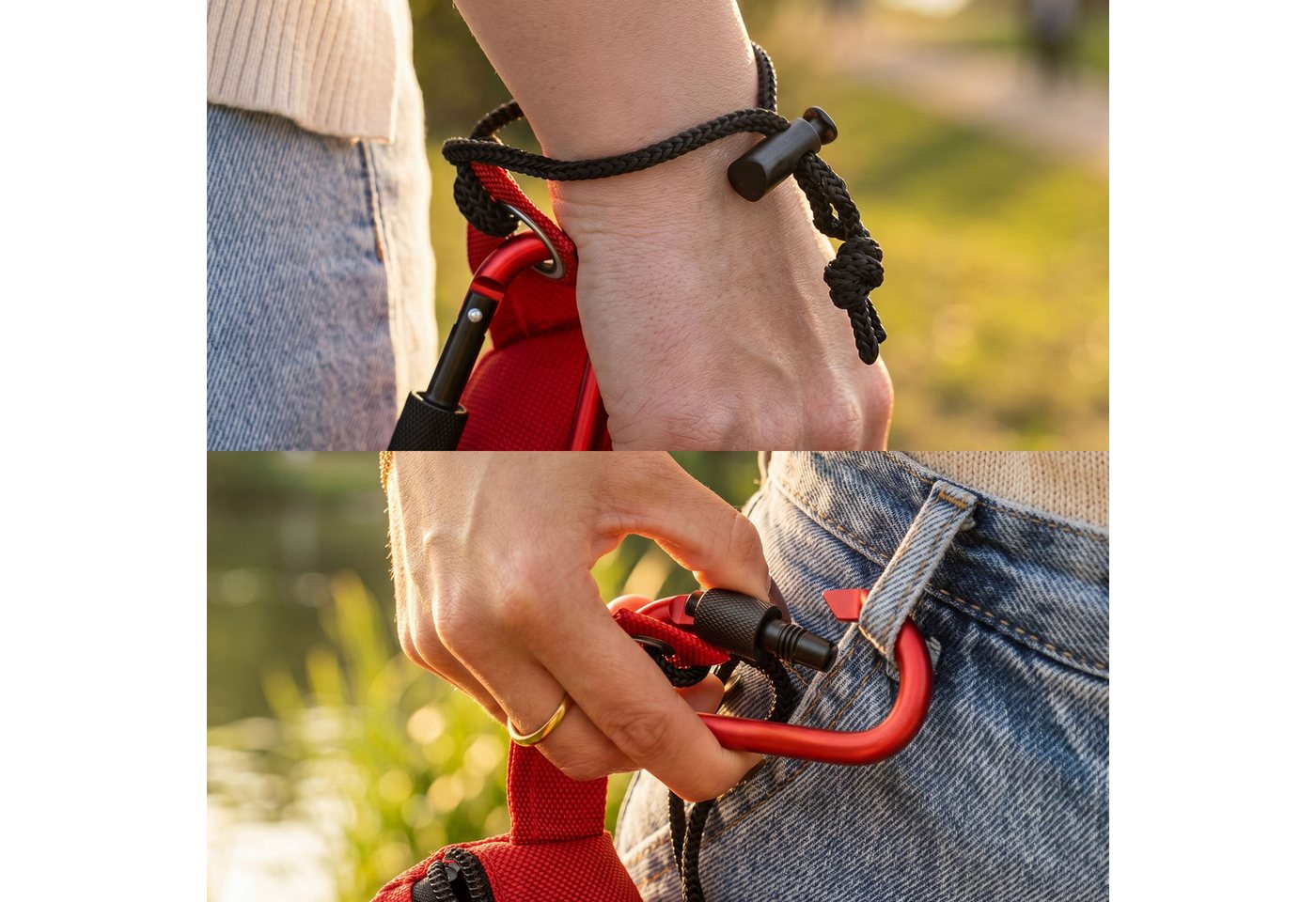 belviona Leckerlibeutel für Apportiertraining mit Wurfhilfe & Karabiner, robust & sicher, rot (1-tlg), wasserfester Futterdummy, Hundefutterbeutel – Bild 4 von 5