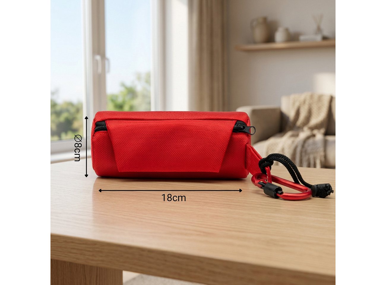 belviona Leckerlibeutel für Apportiertraining mit Wurfhilfe & Karabiner, robust & sicher, rot (1-tlg), wasserfester Futterdummy, Hundefutterbeutel – Bild 5 von 5