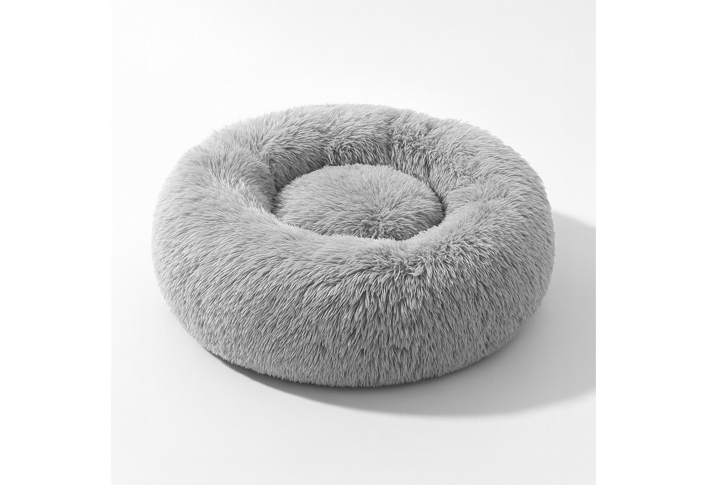 belviona Tierbett in Donut-Form mit ergonomischen Rand, 40 cm Durchmesser, hellgrau, Polyester, Schlafen wie auf Wolken, mit weicher Füllung, Anti-Rutsch – Bild 2 von 4