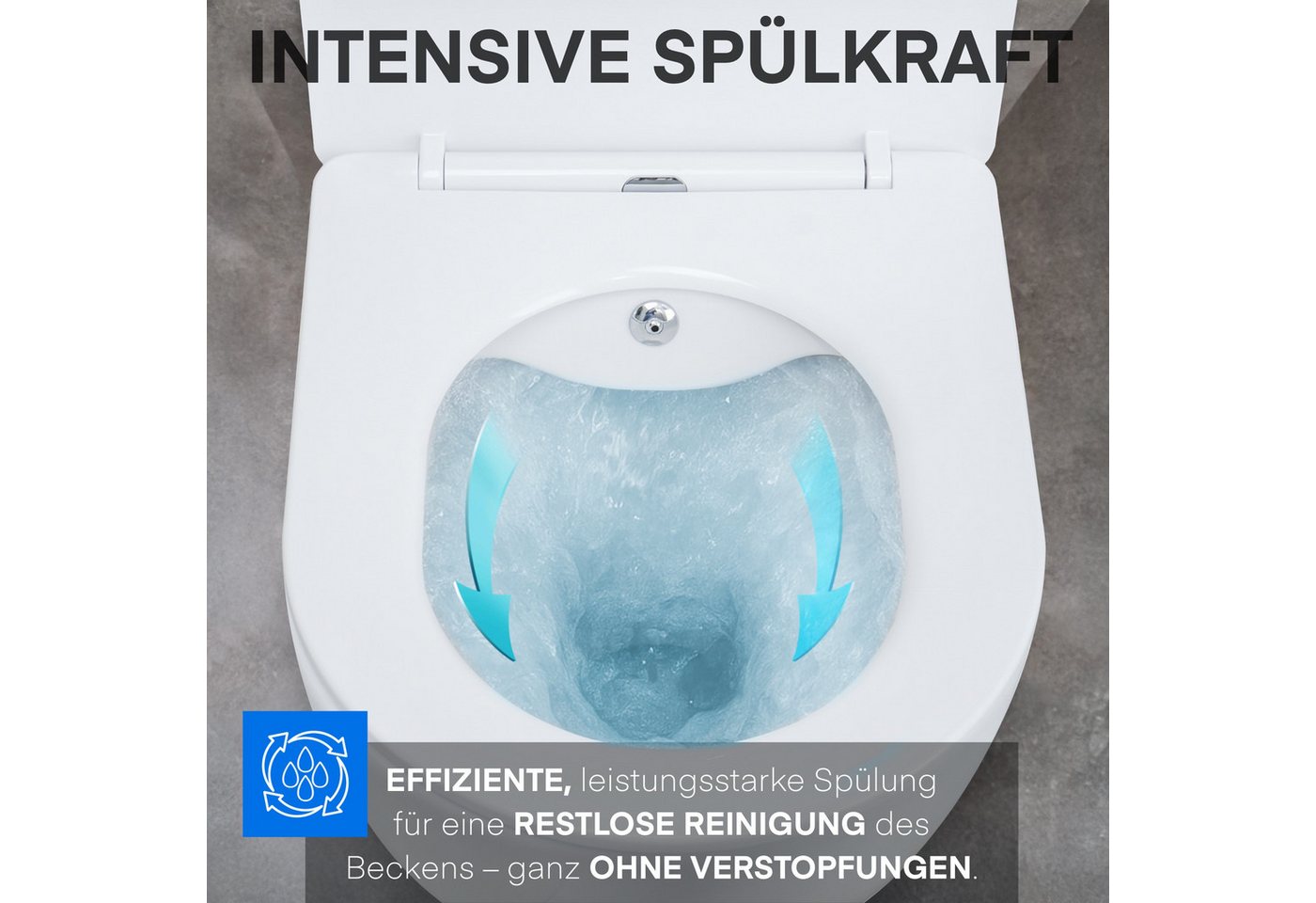 Belvit Dusch-WC Toilette mit integriertem Bidet, mit Warm- & Kaltwasser, ohne Spülrand, WC ohne Deckel, mit Anschlussmaterial und Edelstahl-Verschlauchung, robu – Bild 4 von 5