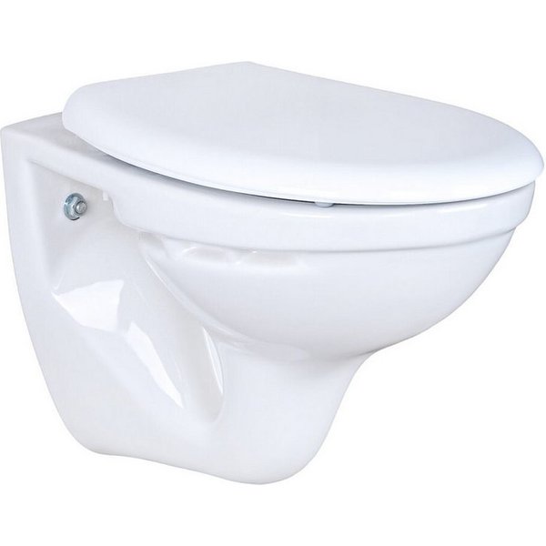 Belvit Tiefspül-WC BV-HW6001+AL0303, Belvit Wand Hänge WC Abgang Wand Waagerecht mit Softclose Deckel