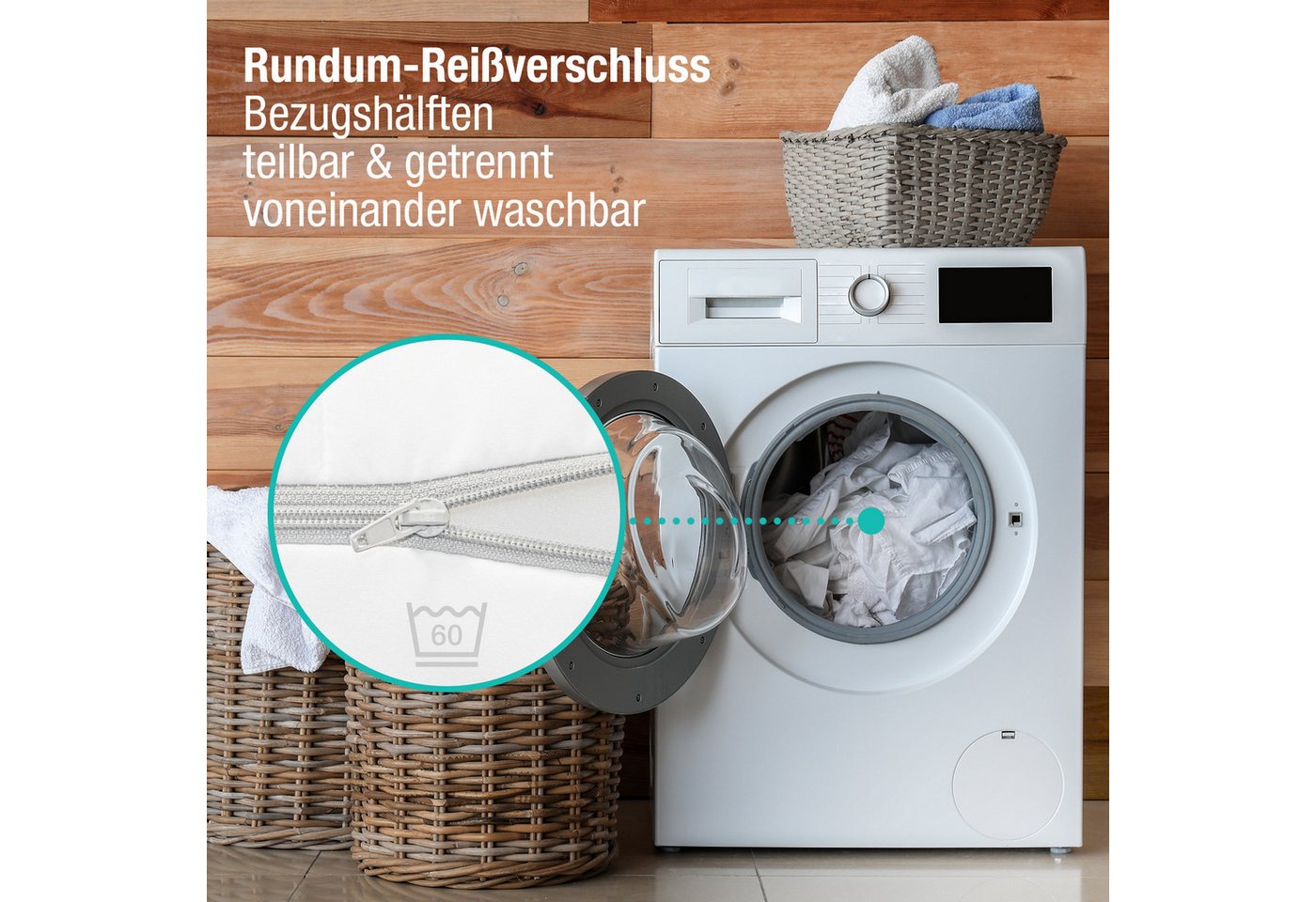 Komfortschaummatratze Basic Premium 7-Zonen Schlafkomfort – ergonomisch & atmungsaktiv, BeMeo, 15 cm hoch, 100% Made in Germany 80x200 – Bild 3 von 5
