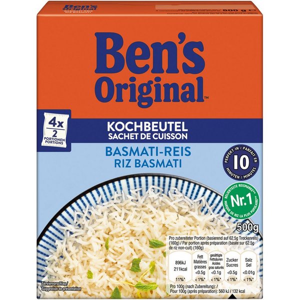 Ben's Original Reis, Bens Original Basmati Reis 10 Minuten praktische Kochbeutel 500g