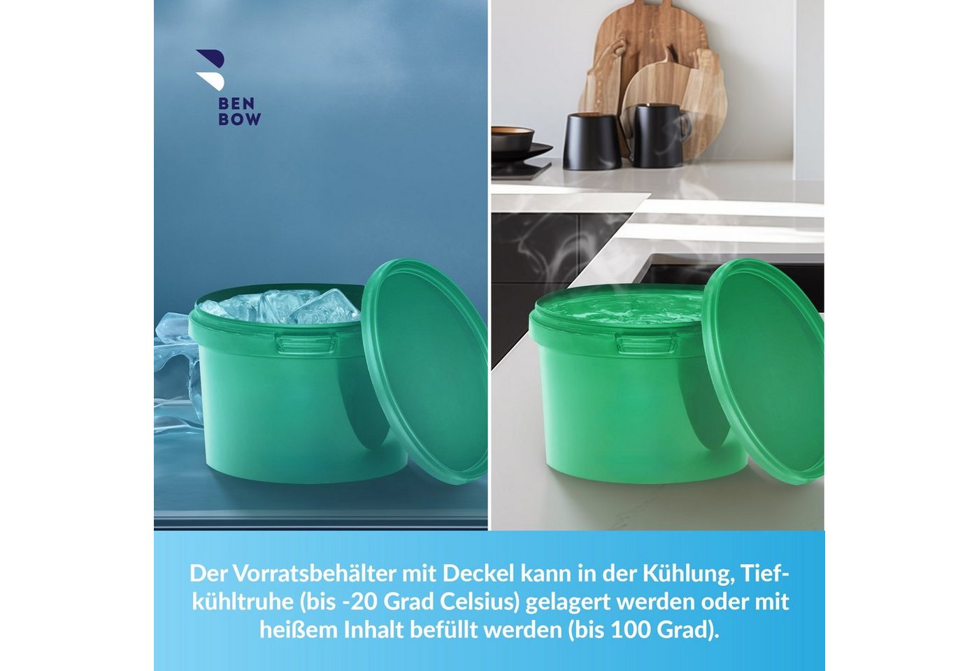 BENBOW Aufbewahrungssystem Eimer mit Deckel 30 20 10 1 0,5 L Grün Lebensmittelecht Eimer, Polypropylen - Lebensmittelecht, Geschmacksneutral, Auslaufsicher, (1- – Bild 4 von 5