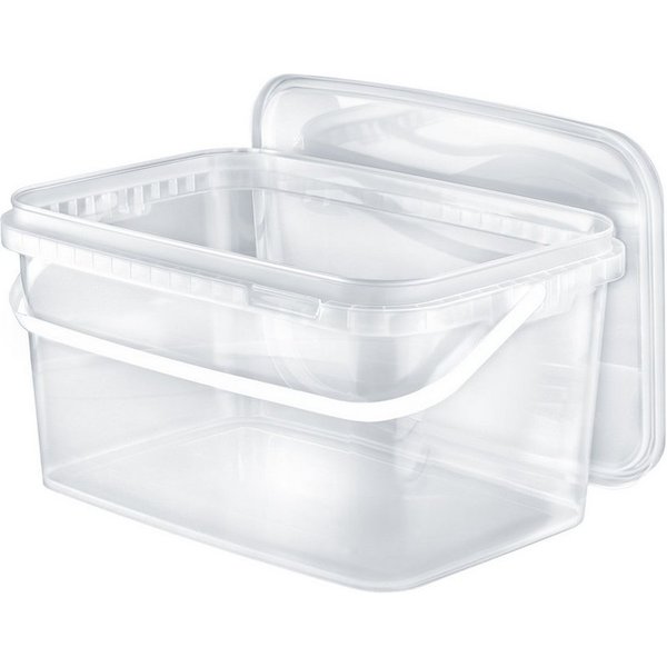 BENBOW Aufbewahrungssystem Rechteckiger Eimer mit Deckel 5l transparent - lebensmittelecht - leer, Polypropylen - Lebensmittelecht, Geschmacksneutral, Auslaufsi