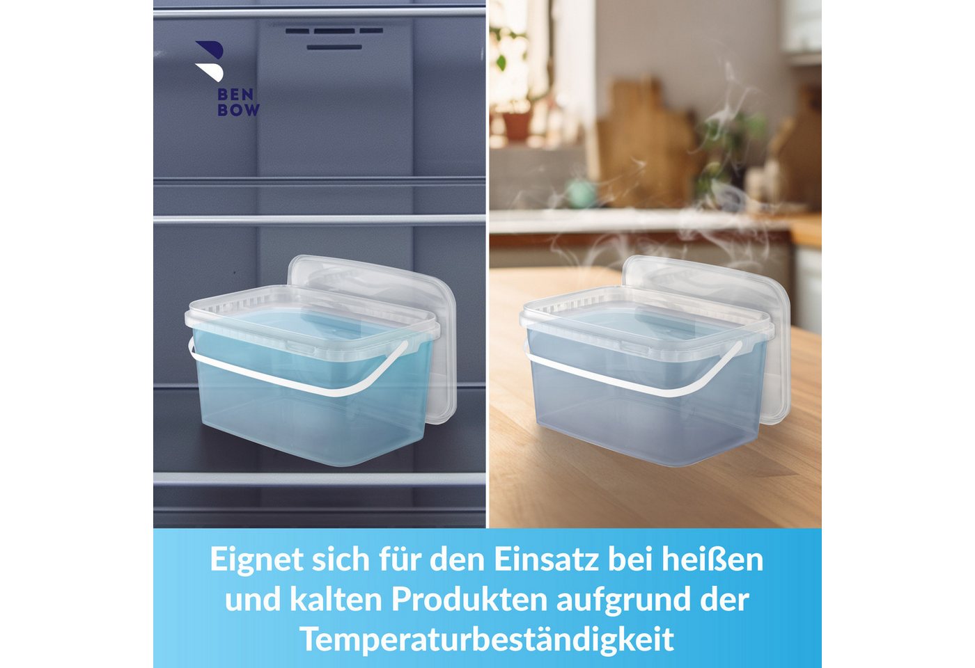 BENBOW Aufbewahrungssystem Rechteckiger Eimer mit Deckel 5l transparent - lebensmittelecht - leer, Polypropylen - Lebensmittelecht, Geschmacksneutral, Auslaufsi – Bild 4 von 5