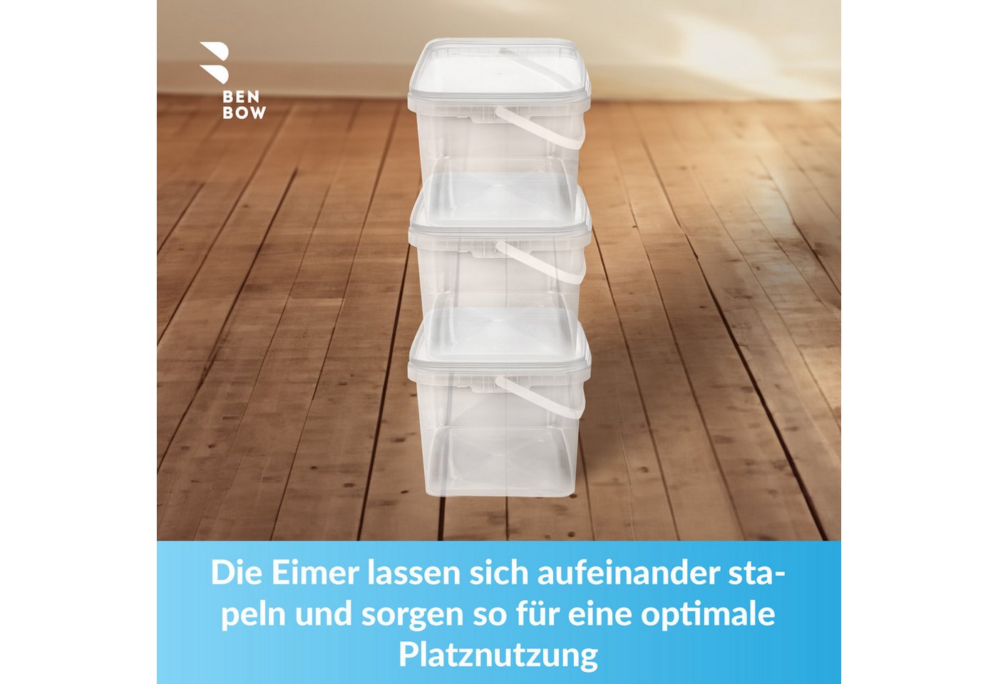BENBOW Aufbewahrungssystem Rechteckiger Eimer mit Deckel 5l transparent - lebensmittelecht - leer, Polypropylen - Lebensmittelecht, Geschmacksneutral, Auslaufsi – Bild 5 von 5