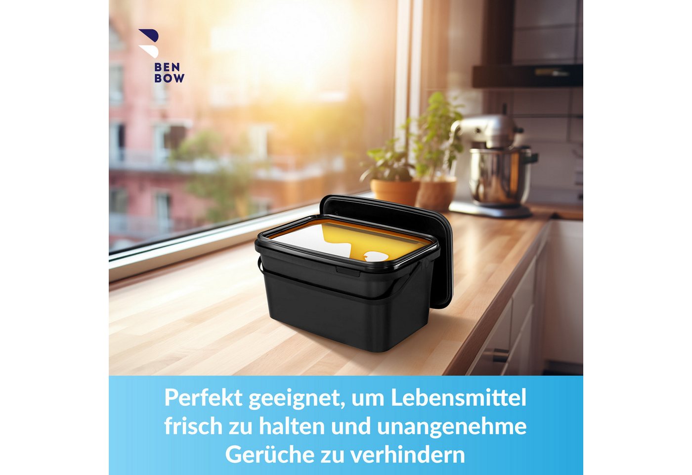 BENBOW Aufbewahrungssystem Rechteckiger Eimer mit Deckel 5l schwarz - lebensmittelecht - leer, Polypropylen - Lebensmittelecht, Geschmacksneutral, Auslaufsicher – Bild 3 von 5