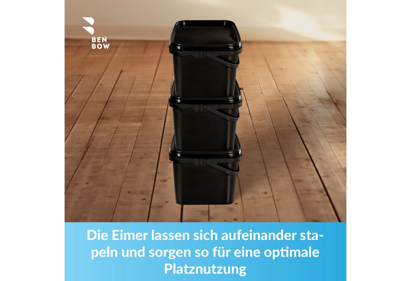 BENBOW Aufbewahrungssystem Rechteckiger Eimer mit Deckel 5l schwarz - lebensmittelecht - leer, Polypropylen - Lebensmittelecht, Geschmacksneutral, Auslaufsicher – Bild 5 von 5