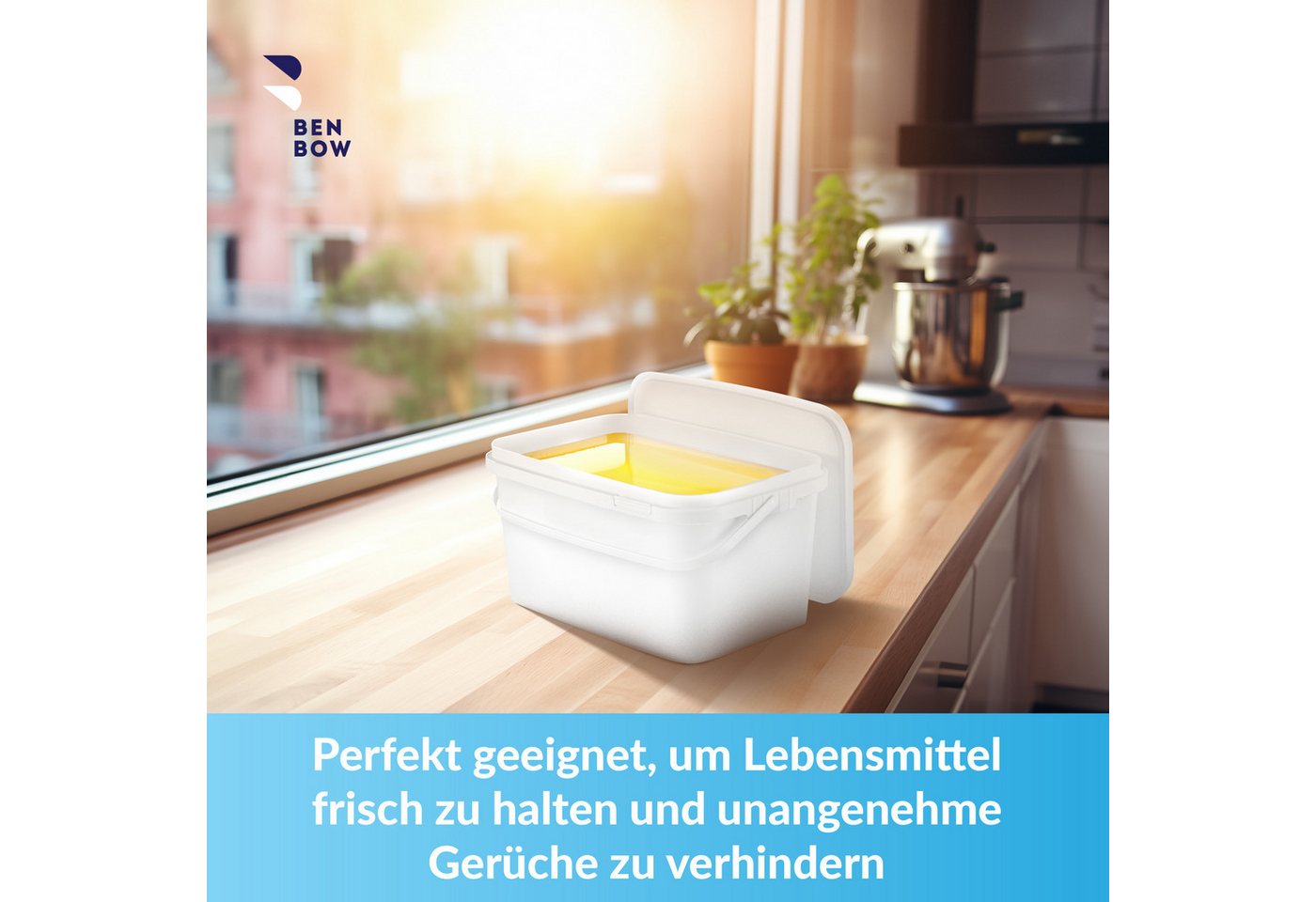 BENBOW Aufbewahrungssystem Rechteckiger Eimer mit Deckel 5l weiß - lebensmittelecht - leer, Polypropylen - Lebensmittelecht, Geschmacksneutral, Auslaufsicher, ( – Bild 4 von 5