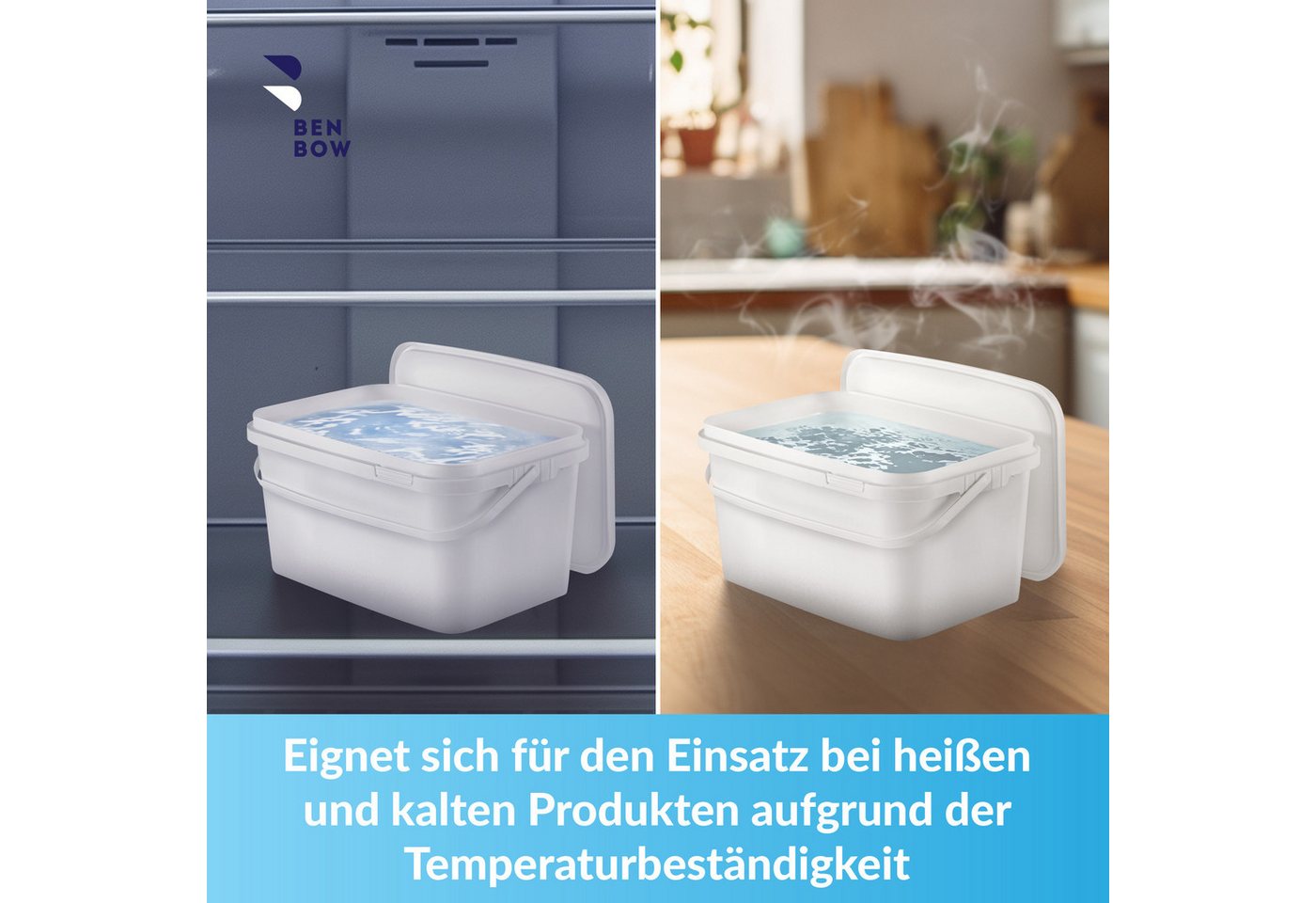 BENBOW Aufbewahrungssystem Rechteckiger Eimer mit Deckel 5l weiß - lebensmittelecht - leer, Polypropylen - Lebensmittelecht, Geschmacksneutral, Auslaufsicher, ( – Bild 5 von 5