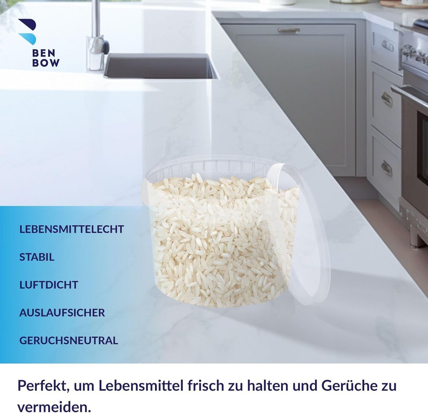 BENBOW Putzeimer Eimer mit Deckel 30 20 10 5 3 1 0,5 L Viele Farben Lebensmittelecht, (5-tlg., PZH-, BRC- und DIN-ISO-zertifiziert), für Lebensmittel, Farben, C – Bild 3 von 5