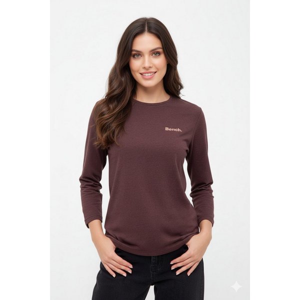 Bench. 3/4-Arm-Shirt ROMILEY tailliertes Basic mit 3/4 Arm und Logoprint im Metallic-Holo Stil