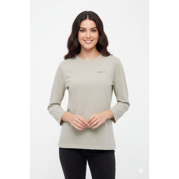 Bench. 3/4-Arm-Shirt ROMILEY tailliertes Basic mit 3/4 Arm und Logoprint im Metallic-Holo Stil