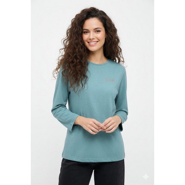 Bench. 3/4-Arm-Shirt ROMILEY tailliertes Basic mit 3/4 Arm und Logoprint im Metallic-Holo Stil