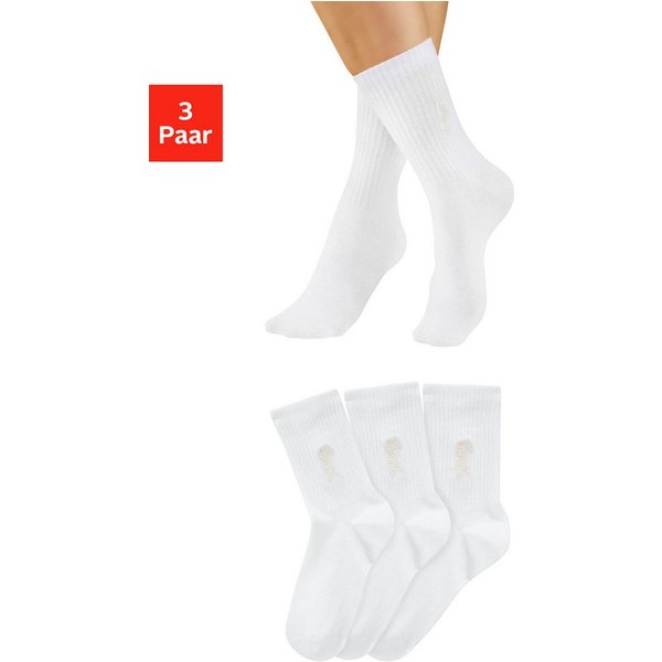 Bench. Basicsocken Damensocken hochgeripptes Bündchen (Packung, 3-Paar, Gr. 35-38 bis 39-42) mit Bench Logo Stickerei
