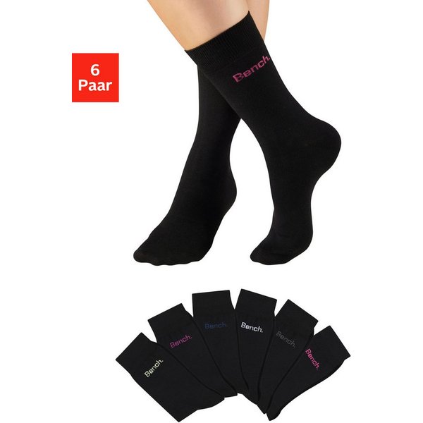 Bench. Basicsocken Herrensocken für Beruf und Freizeit (Packung, 6-Paar, Gr. 39-42 bis 47-48) mit farbigem kleinen Markenlogo